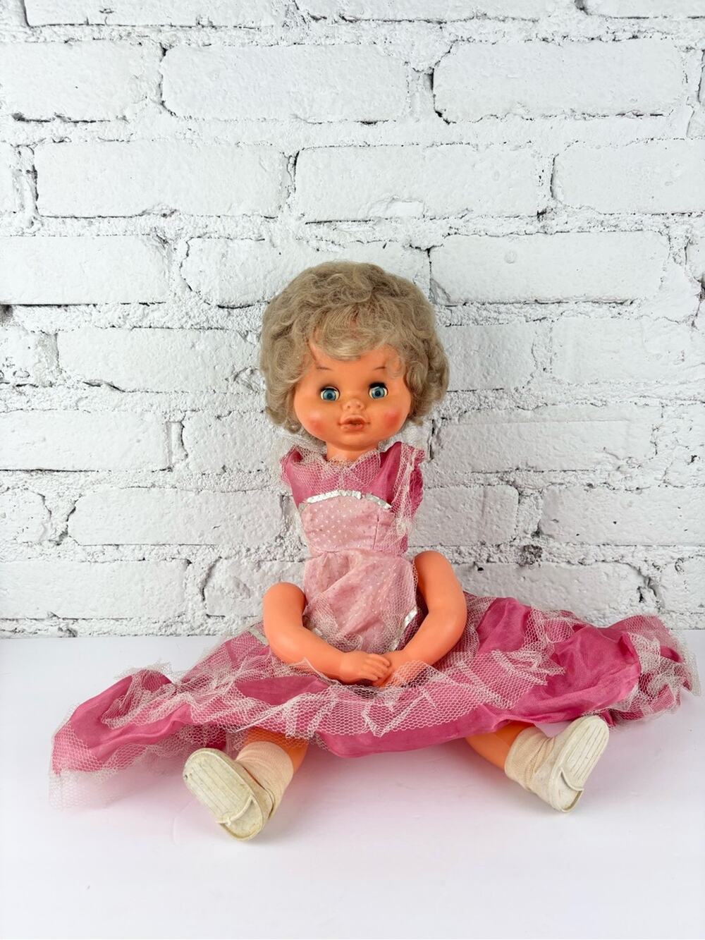Vintage Pink Ballet Dress Doll with Tulle Dress